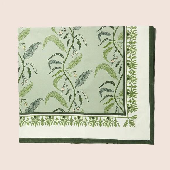 Maison venu Other - Maison Venu Tuileries Tablecloth Blockprinted Trim
